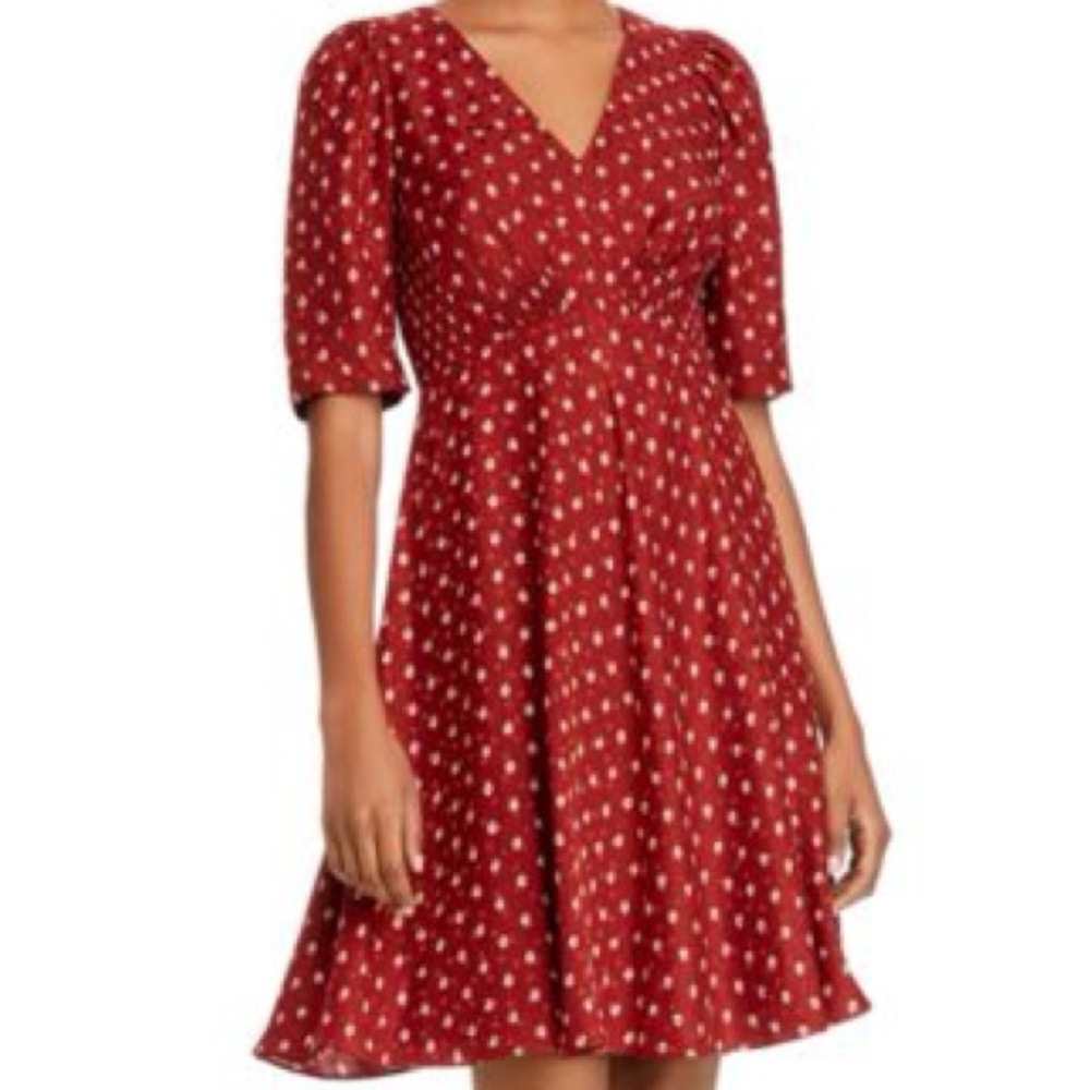 Rebecca Taylor Red and White Midi Dress